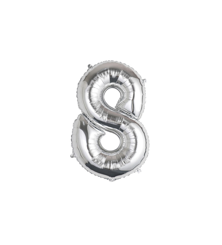 Fóliový balónek - číslo 8 stříbrné, 89 cm