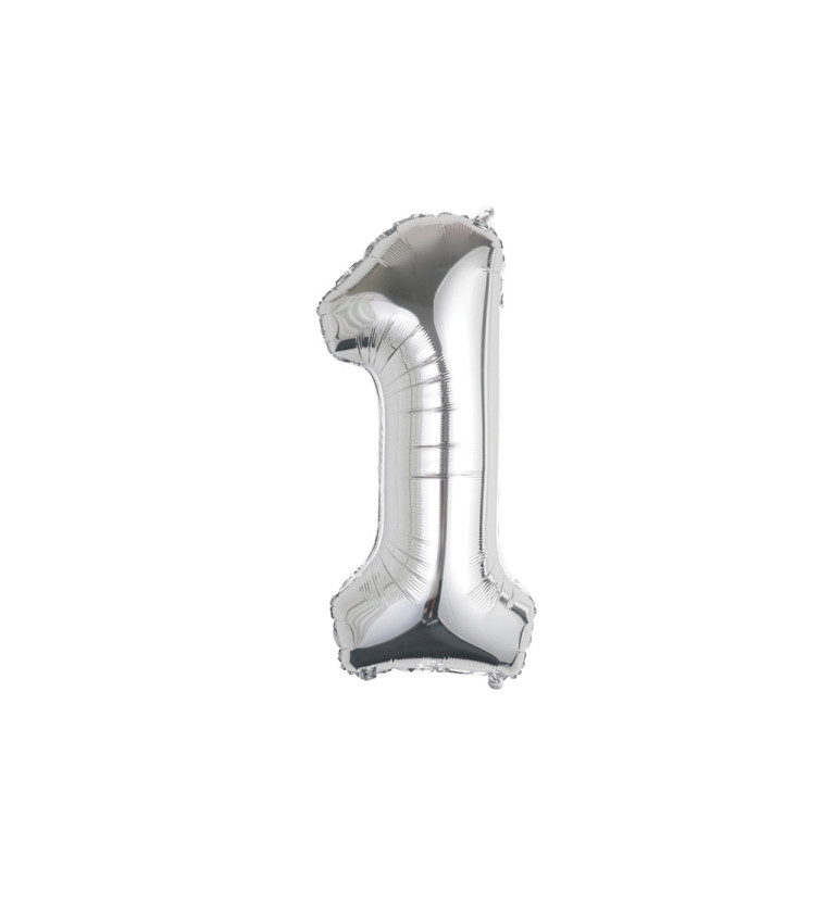 Fóliový balónek - číslo 1 stříbrné, 89 cm