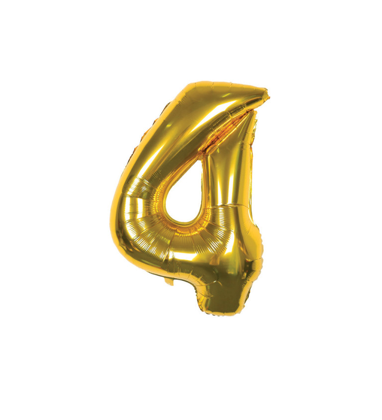 Fóliový balónek - číslo 4 zlaté, 89 cm