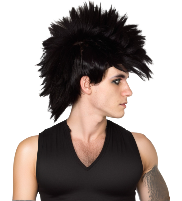 Pánská paruka – černé punk číro