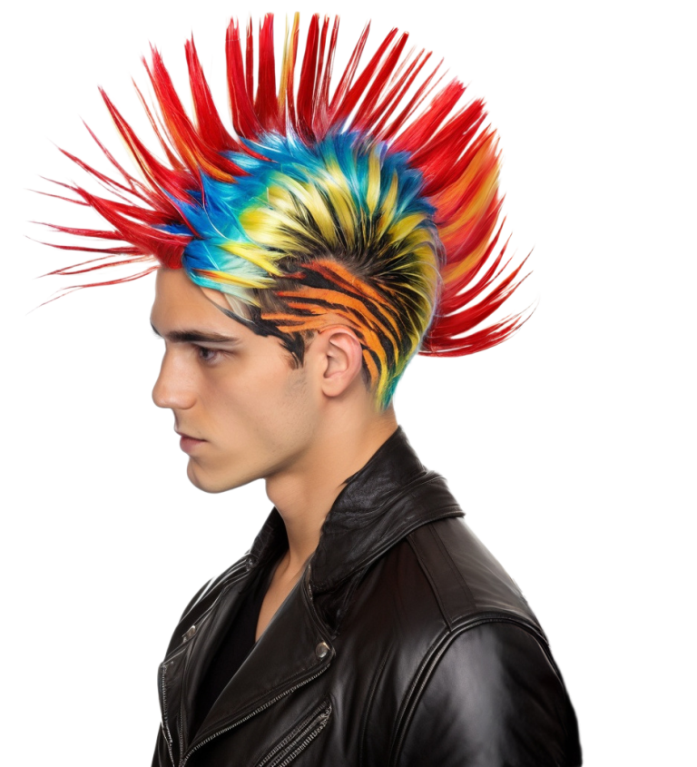 Pánská paruka – barevné punk číro