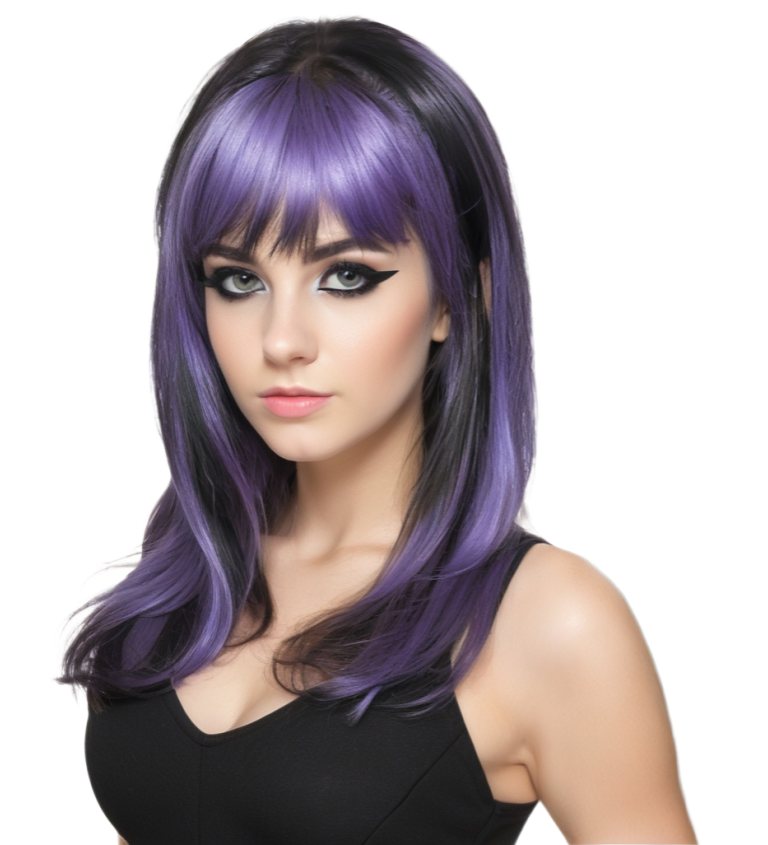 Paruka s výrazným fialovým melírem