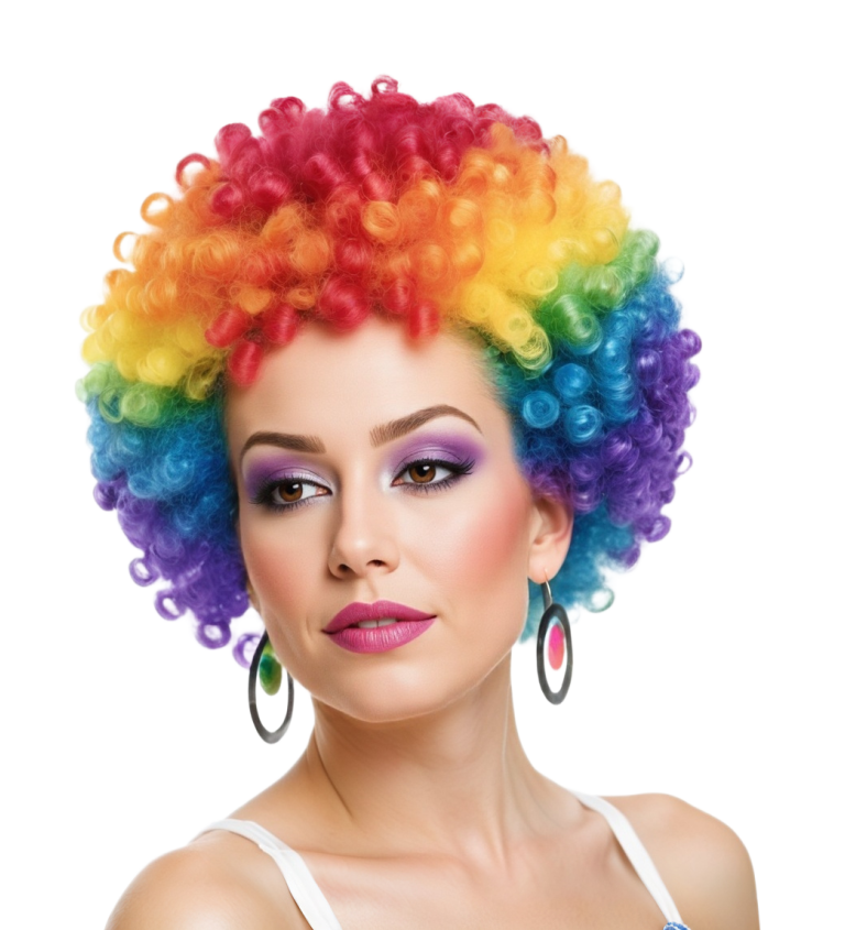 Barevná afro paruka