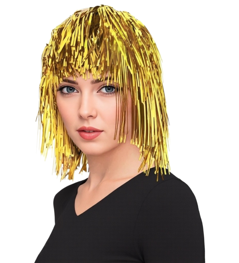 Metalicky zlatá dámská paruka