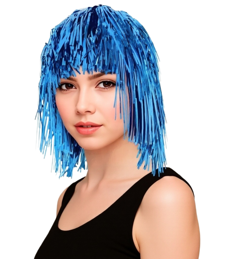 Metalicky modrá dámská paruka