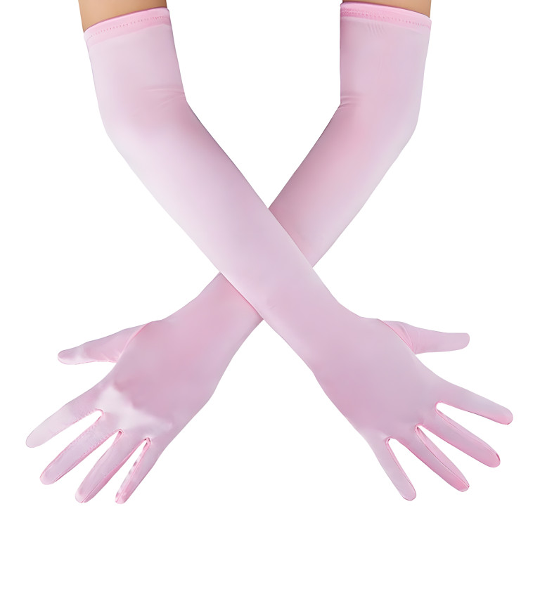 Dlouhé růžové rukavice