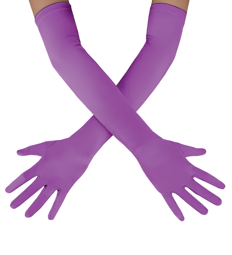 Dlouhé fialové rukavice