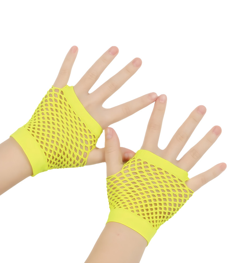 Krátké žluté síťované rukavice
