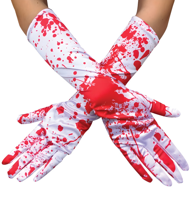 Halloweenské dlouhé rukavice – efekt krve