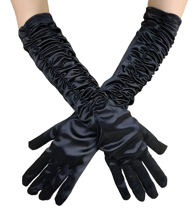 Rukavice – dlouhé nařasené, černé