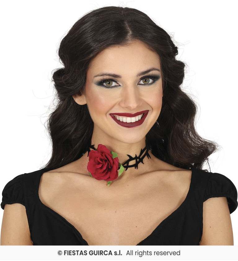 Choker náhrdelník - růže a ostny