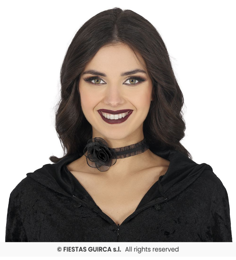 Choker náhrdelník - černá růže