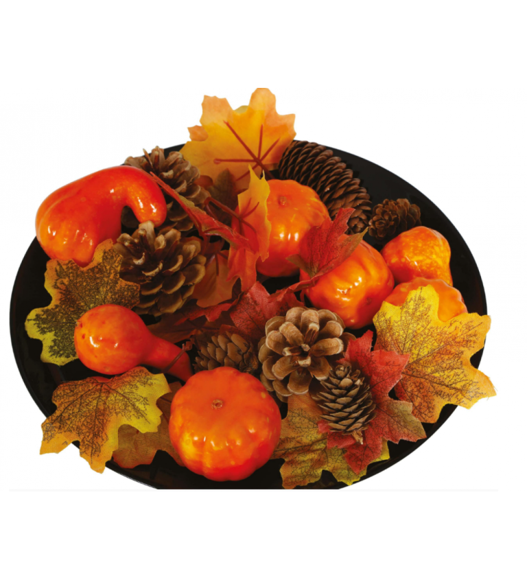 Podzimní dekorační sada dýně listy šišky