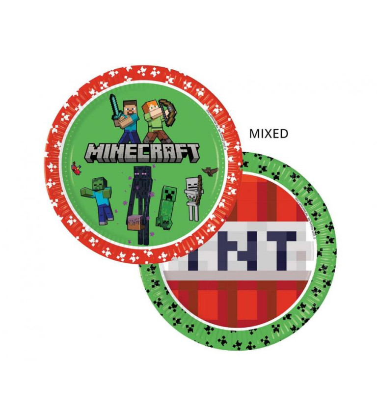 Minecraft talíře – sada 8 ks mix motivů